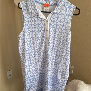 Blue and White Sleeveless Polo Dress
